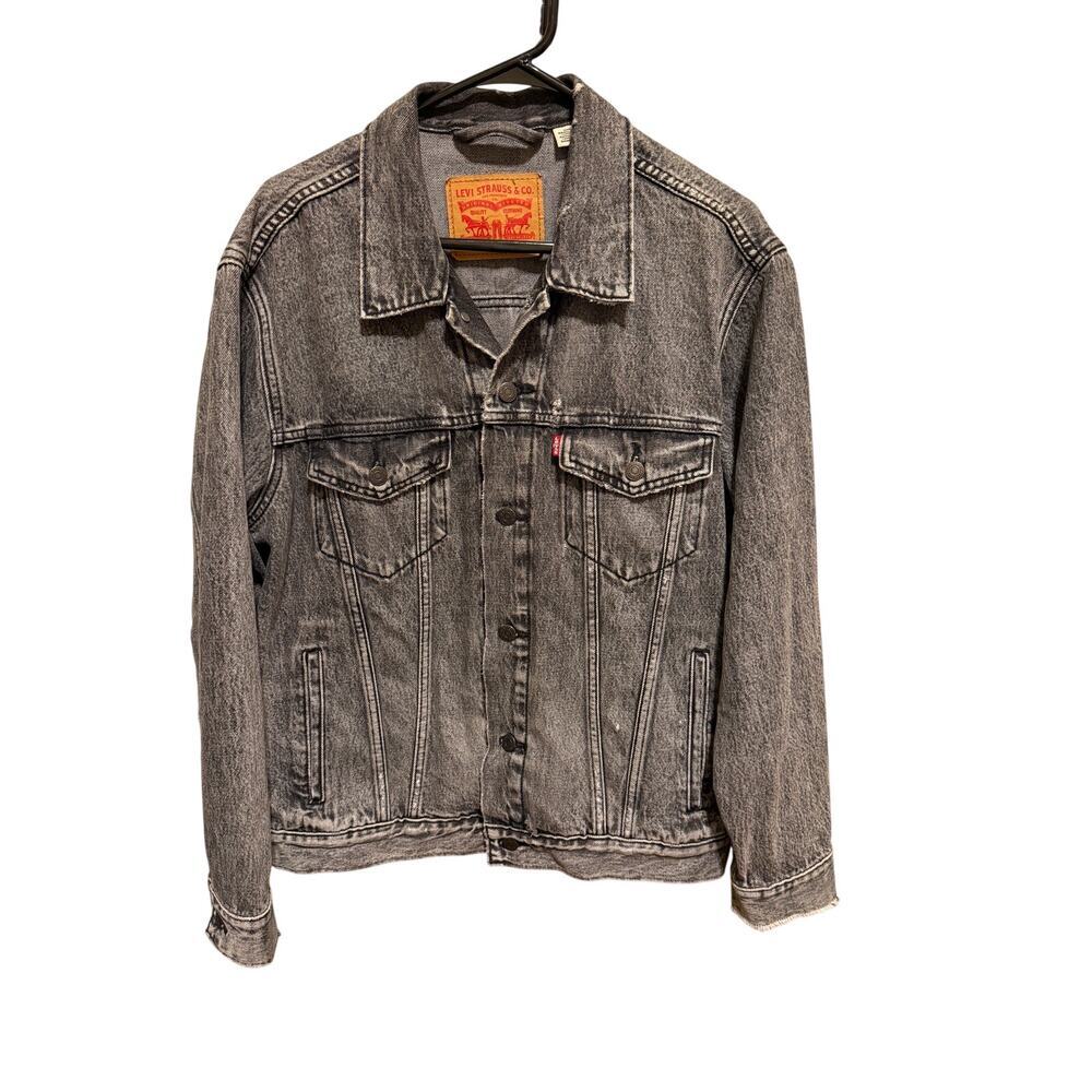 Levi’s Stonewash Black Gray Denim Button Up Men’s Jean Jacket Sz M